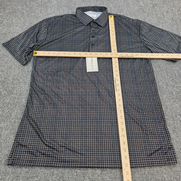 Collars & Co. Men's 2XL Dress Collar Polo Shirt Black Blue‎ Plaid Check NWT